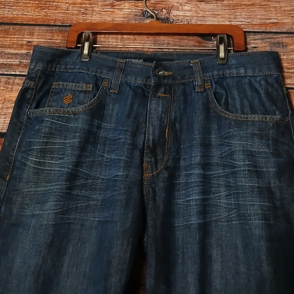 Rocawear Jeans 38X34 Classic Fit Baggy Streetwear Denim 100% Cotton Dark Wash
